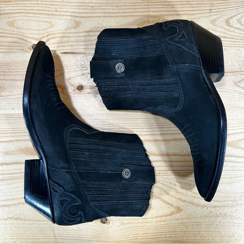 Circle S Brand Scout X Suede Cowgirl Western Ankle Bootie  Womens 7.5 M  Black